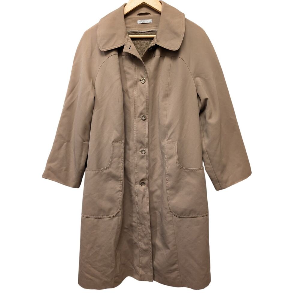 Vintage Forecaster International Trench Coat Lined Jacket Tan Brown Button Front
